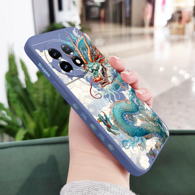 

Blue Dragon Phone Case For Oneplus 12 12R 11 11R 10 10R 10T 9R 9RT 9 8T 8 7 7T Pro 5G Liquid Silicone Cover OnePlus 11 5G светло-синий