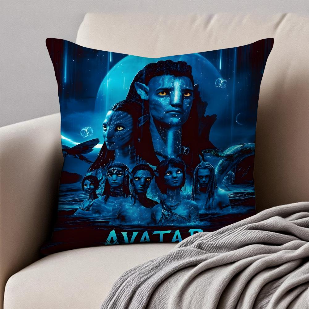 Epic SciFi Movie AAvatar The Way of Water Cushion Cover Pillowcase Antidustmite Invisible Zipper Short Plush Sofa Cushion