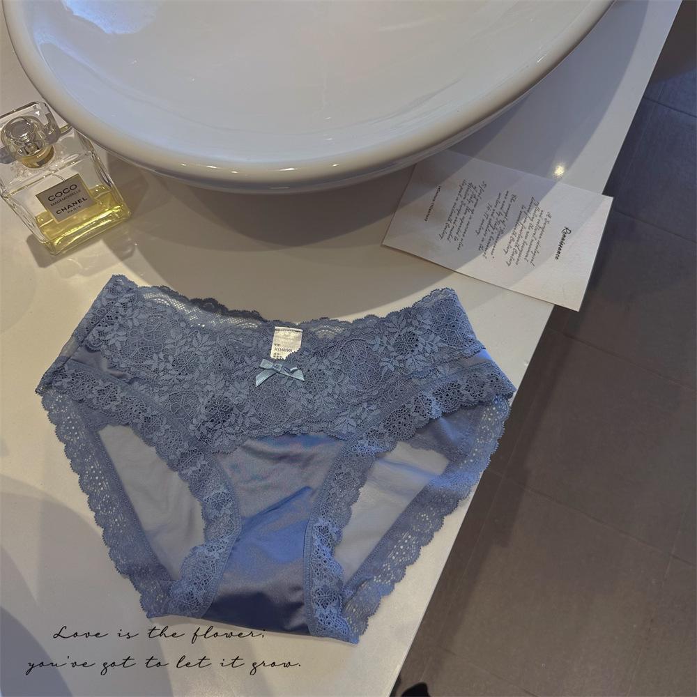 Charming French Satin Lace Low-Rise Hipster Panties