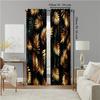 2 pcs   versatile polyester transparent curtains for home decoration Boho black Gold Leaf for use in bedrooms and living rooms