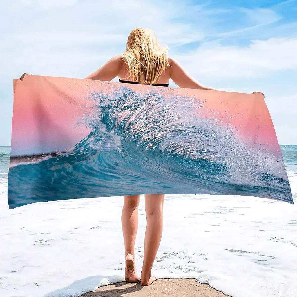 Ocean Wave Beach Towel,Oversized Quick Dry Sand Free Proof Absorbent Lightweight Beach Blanket Bath Towel Swim Sport Pool Towels