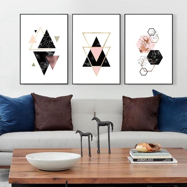 Nordische Dekoration Geometrische Wandkunst Leinwandmalerei Poster Dekoration Leinwandkunst Wandbilder Ungerahmt für Wohnzimmer Schlafzimmer Dekor Poster