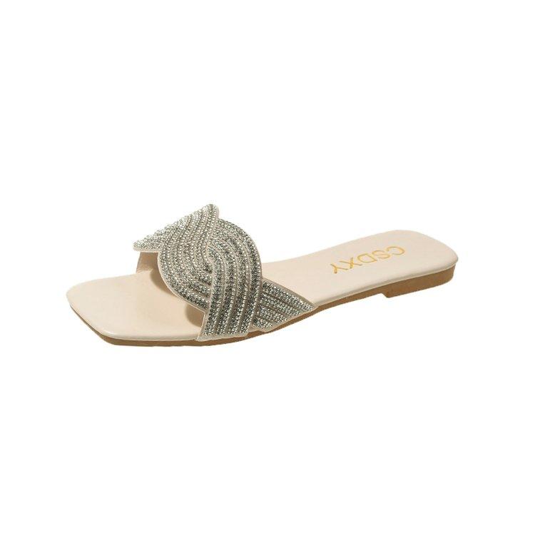 Fashion Shoes Women Slippers Flat Slides Jelly Flip Flops Pantofle Fashion Soft Glitter 2025 Luxury Crystal Flat Shoes Female Woman's S