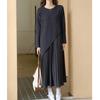 TOWYYO Long Korean Long Round Perfect for Relaxed Fits All Seasons Women's Dress, Style, Simple, Sleeve, Collar, Knit, Pleated, Breathable, Commuting,