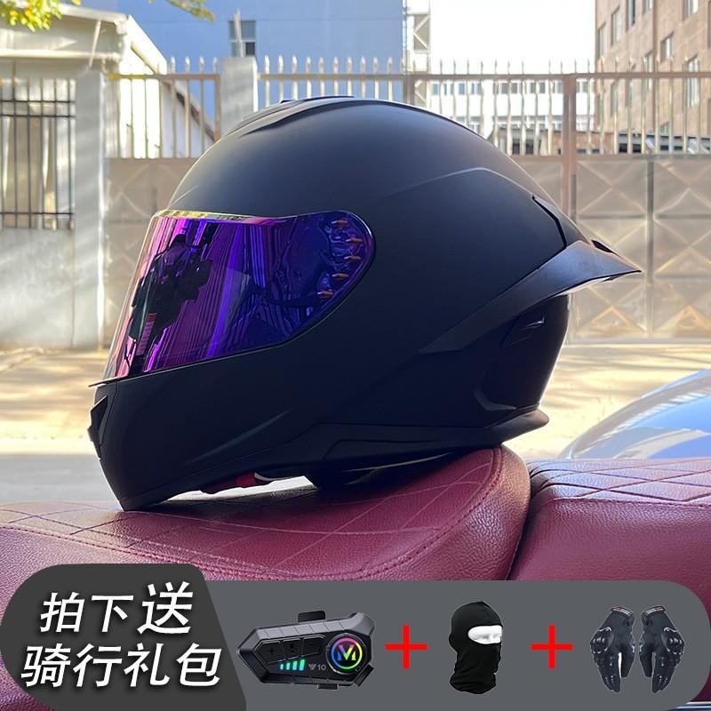 ECE/GB Certified Full Face Motorcycle Helmet With Bluetooth Intercom Men Women Use Large Rear Wing Stylish Design
