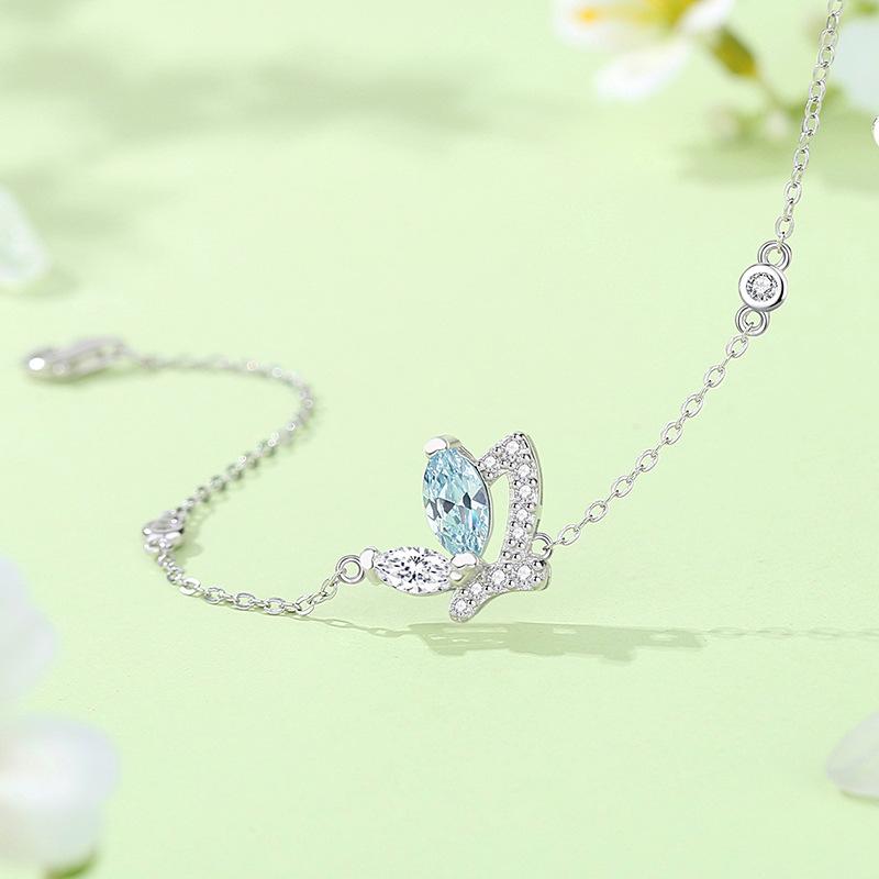 Original Blue Butterfly Bracelet Women's Pure Silver Forest Light Luxury Instagram Style Small and High End Feel Bracelet