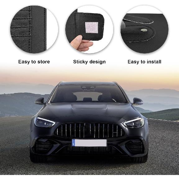 2PCS Small Leather Car Sun Visor Organizer, Multifunctional Auto Visor Document Holder With Sunglasses Clip, Universal Car Interior Organizer For