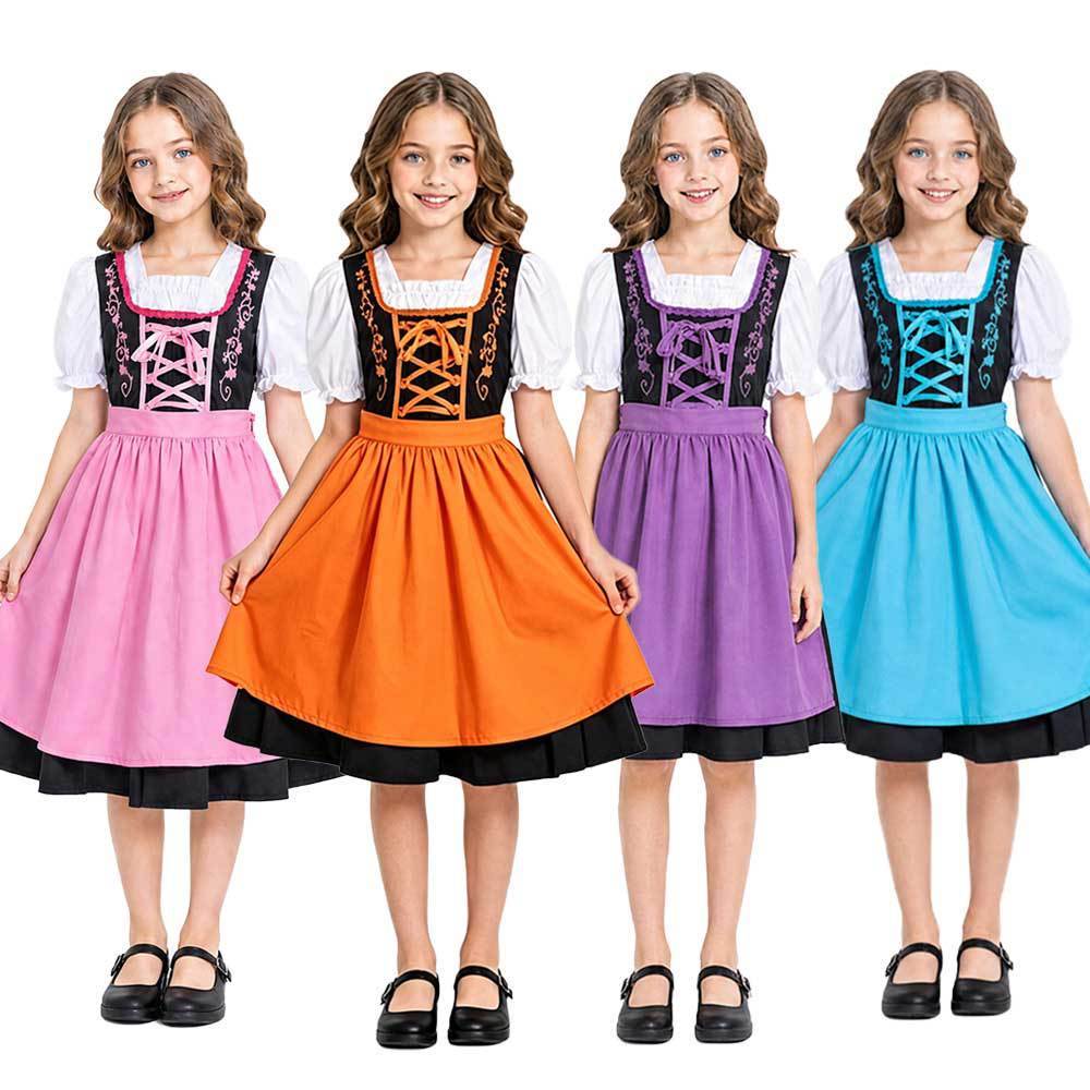 Halloween Costume For Girls Oktoberfest Cosplay Dress With Polyester Fabric For Kids
