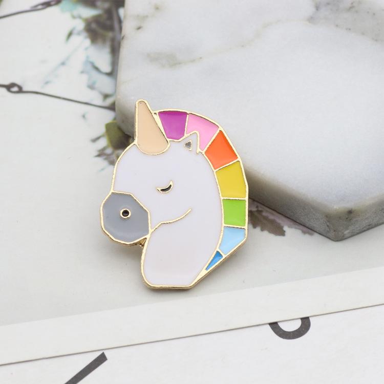 Unisex Cute Cartoon Brooches Elegant Cartoon Animal Horse Head Breastpin Birthday Xmas Gift