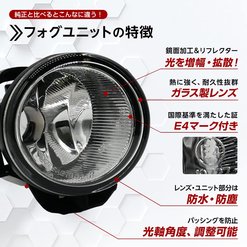 Replacement Fog Lamp Glass Lens Unit for Toyota Vehicles with Adjustable Beam Heat Replaces OEM LED Fog Lights with Aftermarket Parts Axis, Resistant,