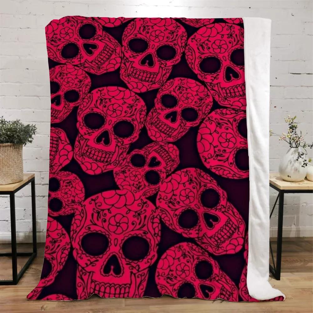 Mexico Flower Skull Custom Blanket King Size Hairy Blankets for Bed Throw Home Interior Knitted Plaid Luxury Bedding Beach Towel
