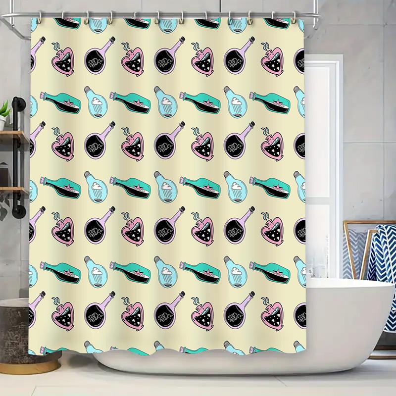Colorful Magical Pottery Pattern Shower Curtain Bathroom Decor Home Accessories Decoration 180 x 205cm
