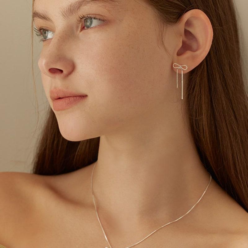 Lewe Shining chain ribbon drop necklace