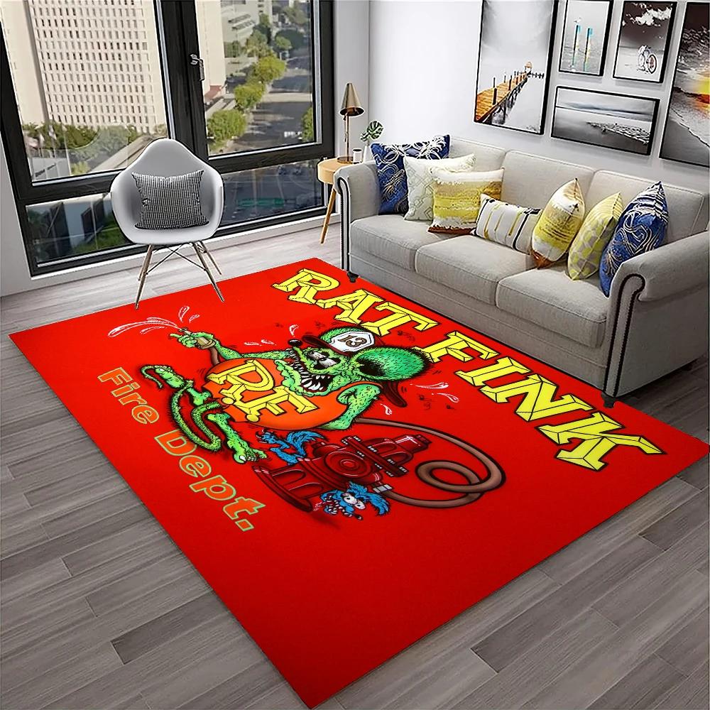 3D Funny Rat Fink Cartoon Movie Carpet Rug for Home Living Room Bedroom Sofa Doormat Decor,kids Play Area Rug Non-slip Floor Mat