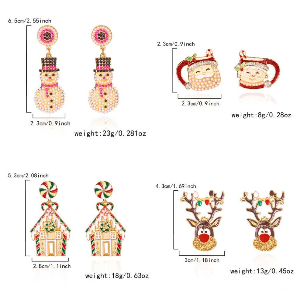 A Pair Exquisite Rhinestone Christmas Earrings Zinc Alloy Snowman Earrings  New Year Celebration