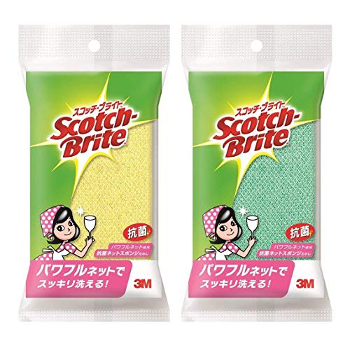 3M Sponge Dish Washing Scrubber Kitchen Non-Scratch Antibacterial Powerful Net 2 Pieces Scotch Brite NT-01K 2PM