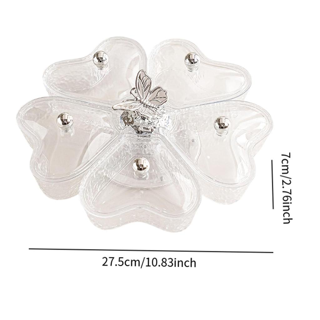 Divided Serving Tray Fruit Plate Organizer Nut Candy Veggie Tray Rotating Snack Platter for Candy Nuts Sweets Fruit Tea Party