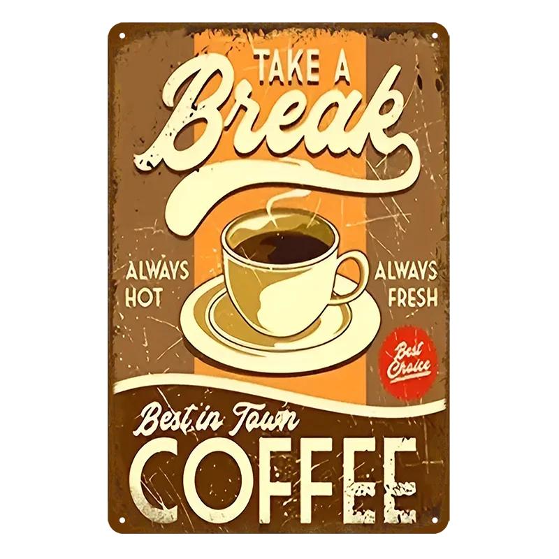 Vintage Coffee Bar Metal Tin Signs Decor Wall Art Sign Posters Wall Decoration Coffee Plaque Sign Cafe