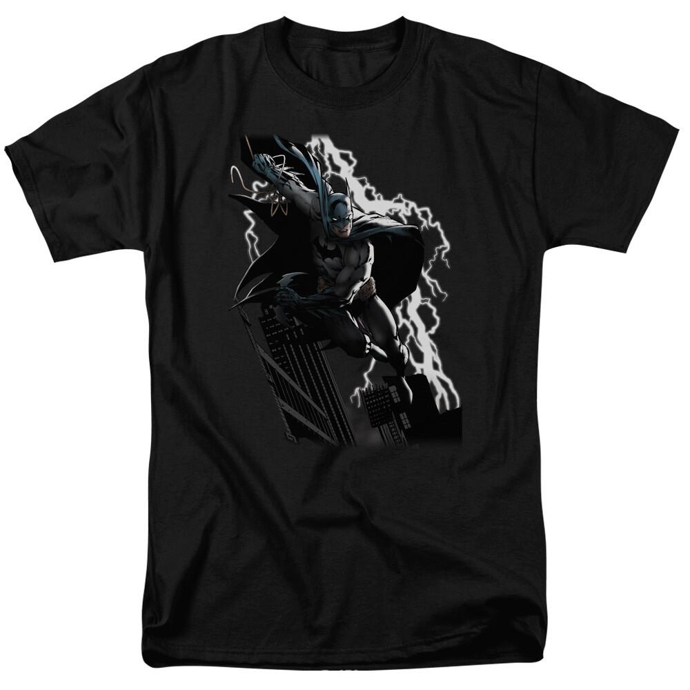 

Batman Lighting Crashes T Shirt Licensed Comic Book Tee Black XXXXL