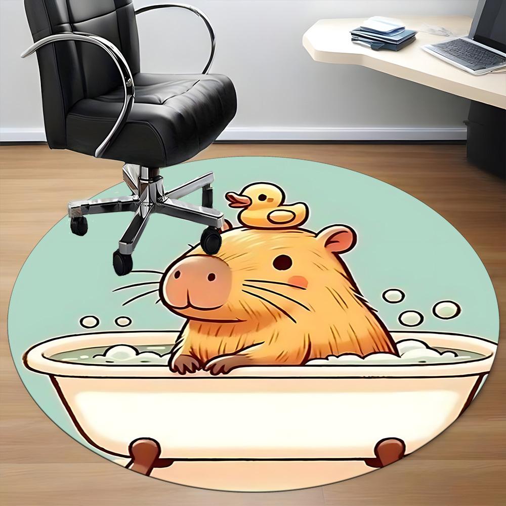 1pc Bath Time Capybara Chair Carpet for Office, , Non-slip Carpet, Very Suitable for Offices, farmhouses,Outdoor Carpet Yy251120071