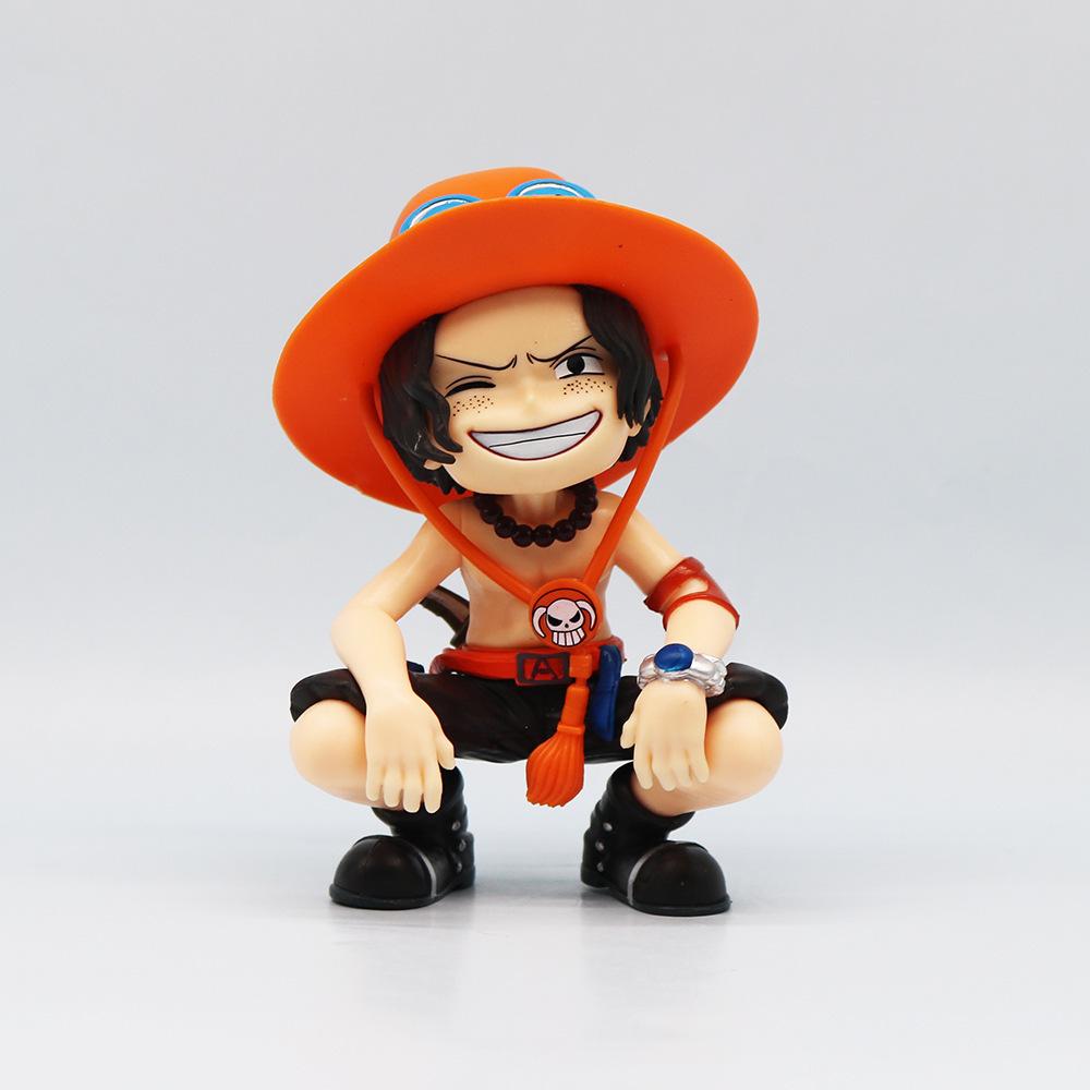 Ace & Yamato Anime Figure, Q Version Sitting Pose Laughing GK Statue, Cute Collectible Model Car Decor Gift