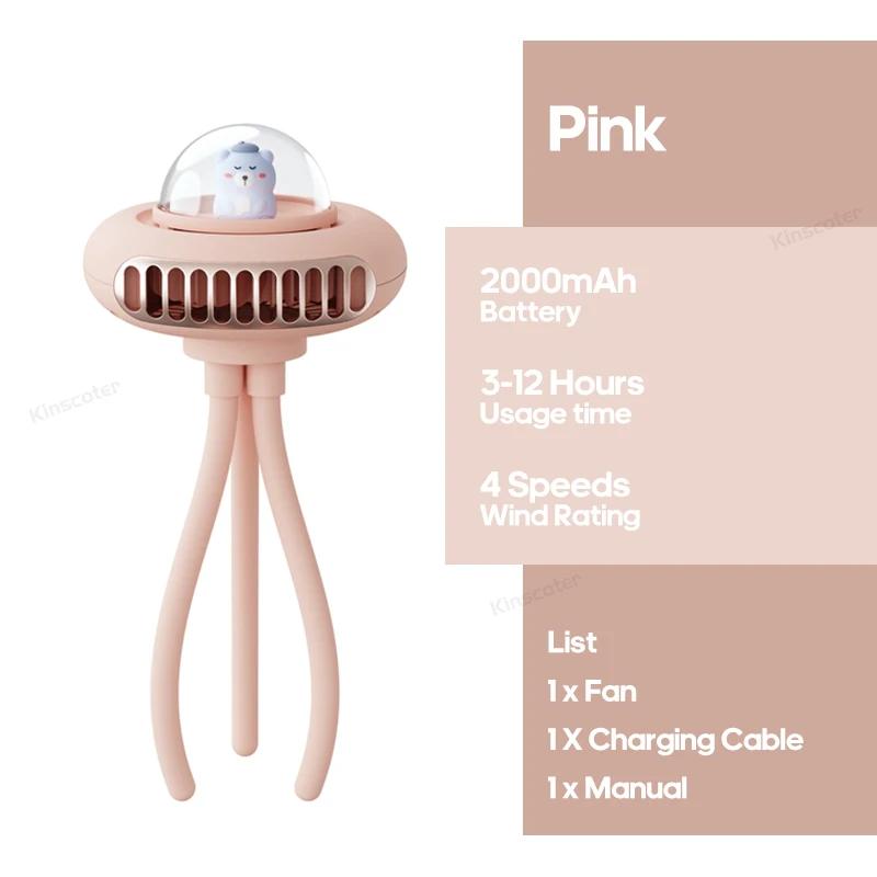 

Cartoon Stroller Fan 2000mAh Портативный складной мини-вентилятор без лопастей, электрический вентилятор для детской коляски с силиконовым зажимом розовый