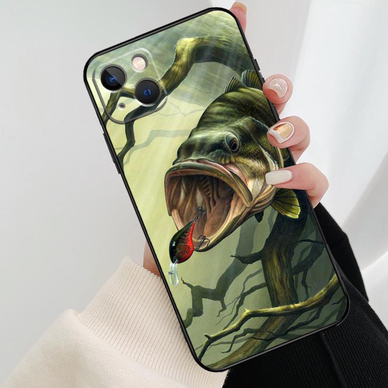 Bass Fishing Baits Lures Hook Tackle Phone Case For iPhone 17 Pro Max 14 13 12 11 15 16 Pro Max mini 15 16 Plus 16e 17 Air Cover