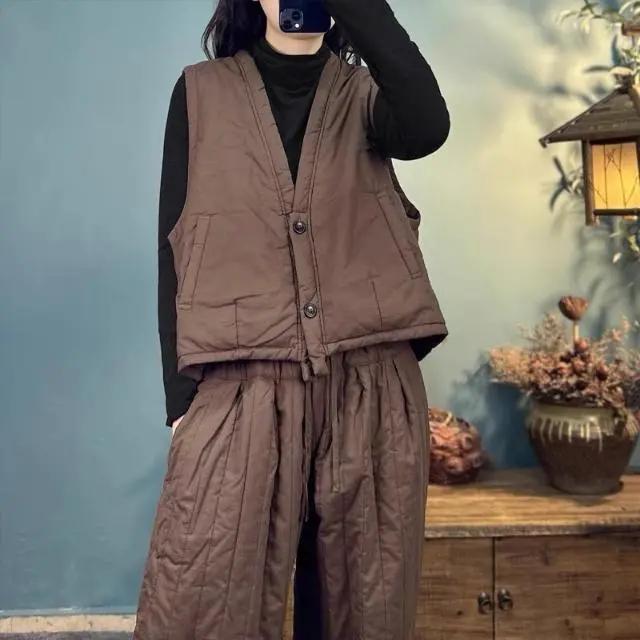 

Жіноча осінньо-зимова куртка з наповнювачем, вільна, багатошарова, без рукавів, з V-подібним вирізом, жилет, повсякденна майка, куртка жіноча XS кавовий