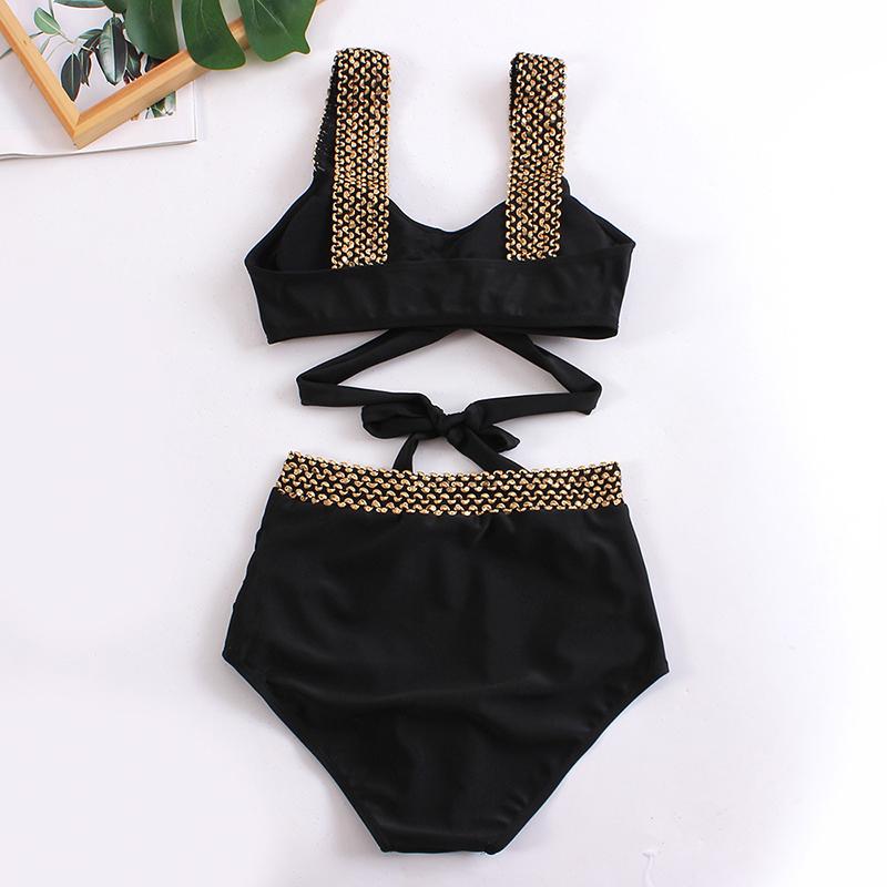 Sommer Push Up Frauen Klassische Badeanzug Hohe Taille Bikini Set Zwei Stücke Bademode Weiblichen Strand Badeanzug