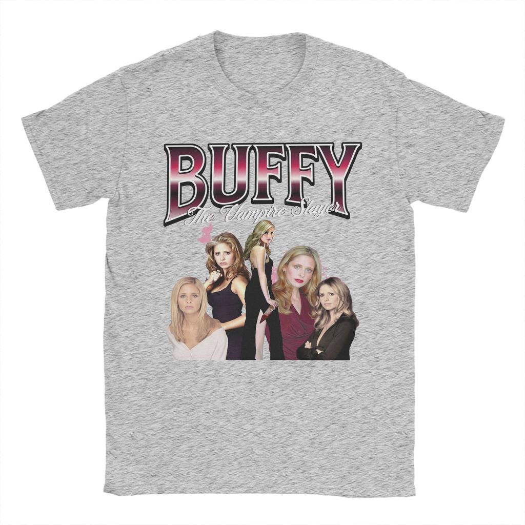 Cool Buffy the Vampires Slayer T-Shirts Men Crewneck Pure Cotton T Shirt TV Show Short Sleeve Tees Plus Size Clothes