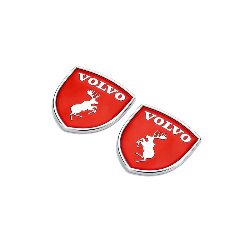 2 Stück Volvo Elch Logo Schild Abzeichen 3D Metall Aufkleber für Alle Auto Kofferraum Kotflügel - Auto Styling Dekoration Zubehör