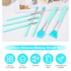 Silicone Brushes for Crafts, 7 Pcs Silicone Makeup Brush for Cream Cosmetics Lip Eye Cream Blending Tools (Green)