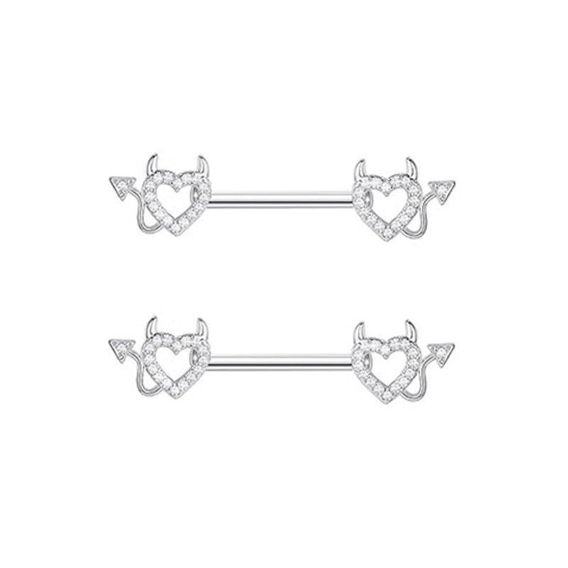 Sturdy Stainless Steel Nipple Rings With Zirconia Rhinestones Decoration for Fashionable Occasions Casual Wear