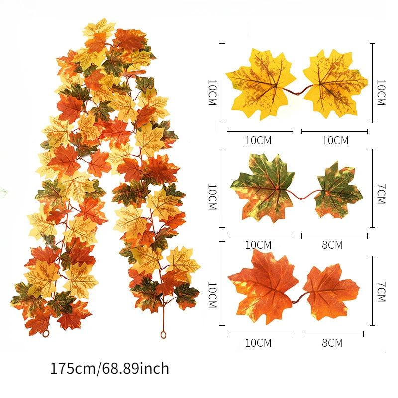 Artificial Fall Maple Leaf Garland Fake Plants Autumn Decor Leaves Vine for Thanksgiving Halloween Festivals Wedding Decora