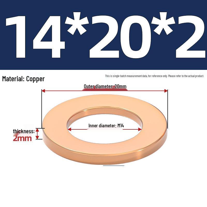 Pure Red Copper Gasket Sealing Ring for Marine Instruments, Metal Flat Washer M3-M60mm