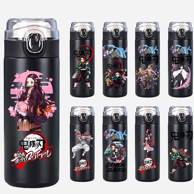 Nowa Anime Demon Slayer Nadruk 400ml Butelka na wodę Kubek Termosowy Przenośny Stal Nierdzewna Szczelny Kubek na wodę Kempingowy Prezenty dla Dzieci