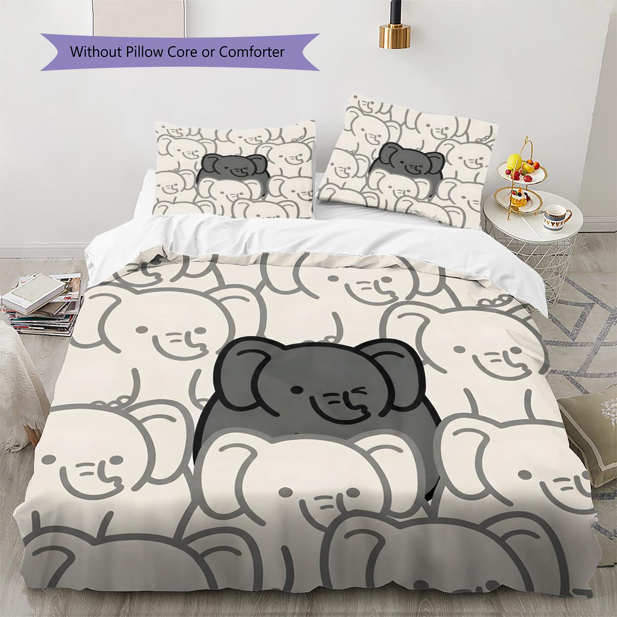 

Elephant Pattern Bedding Quilt Set Quilt Cover Pillowcase Home Decoration Birthday Gift (1 * duvet cover + 2 * pillowcase, without core) 135x200cm