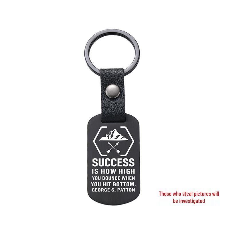 Gravierbarer Metall-Leder-Schlüsselanhänger - Inspirierendes Langlauf-Bergsteiger-Geschenk