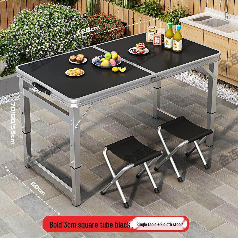 Portable Aluminum Folding Table for Outdoor Dining and Market Stalls - Adjustable and Compact