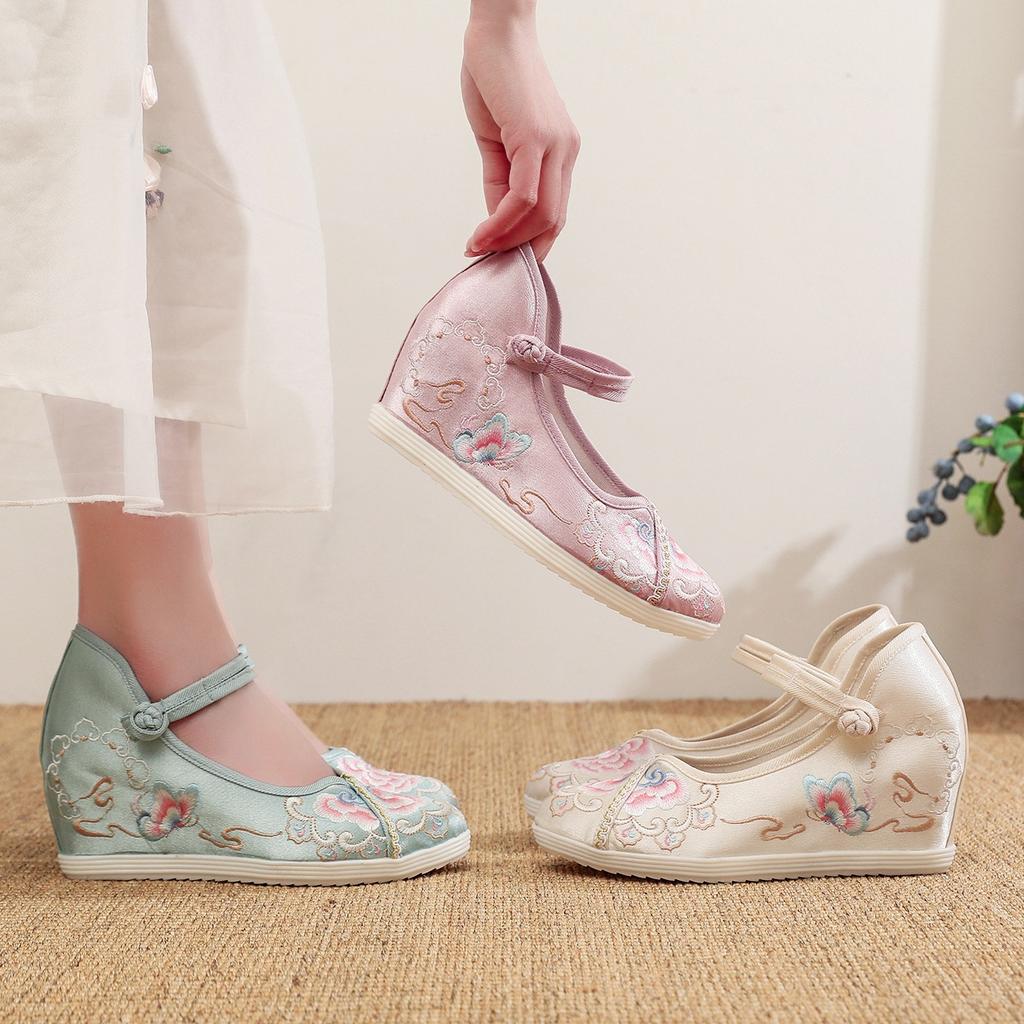 [Yunxi] Lichidare! Clearance! Pantofi Hanfu toc înalt pantofi brodați pentru femei toc înclinat antic înălțime interioară mărită pantofi Hanfu