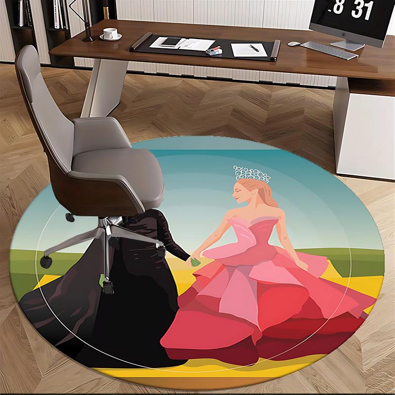 Wizard of Oz,Witch and Princess Chair Mat Round Rug Office Carpet, Non Slip, Suitable for Living Rooms, Bedrooms,Decor1205897a