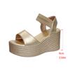 Aphixta Wedge Sandals Peep Toe Elastic Band Shoes Woman Platform 9cm Golden Summer Super High Heel Shoes Female Sandal