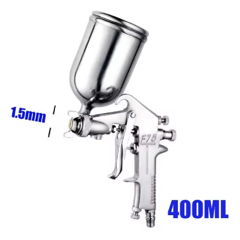 F-75 Spray Gun 1.5mm Nozzle with Cup Silver Handle Adjustable Color Spray Gun for Automotive Furniture Parts Painting