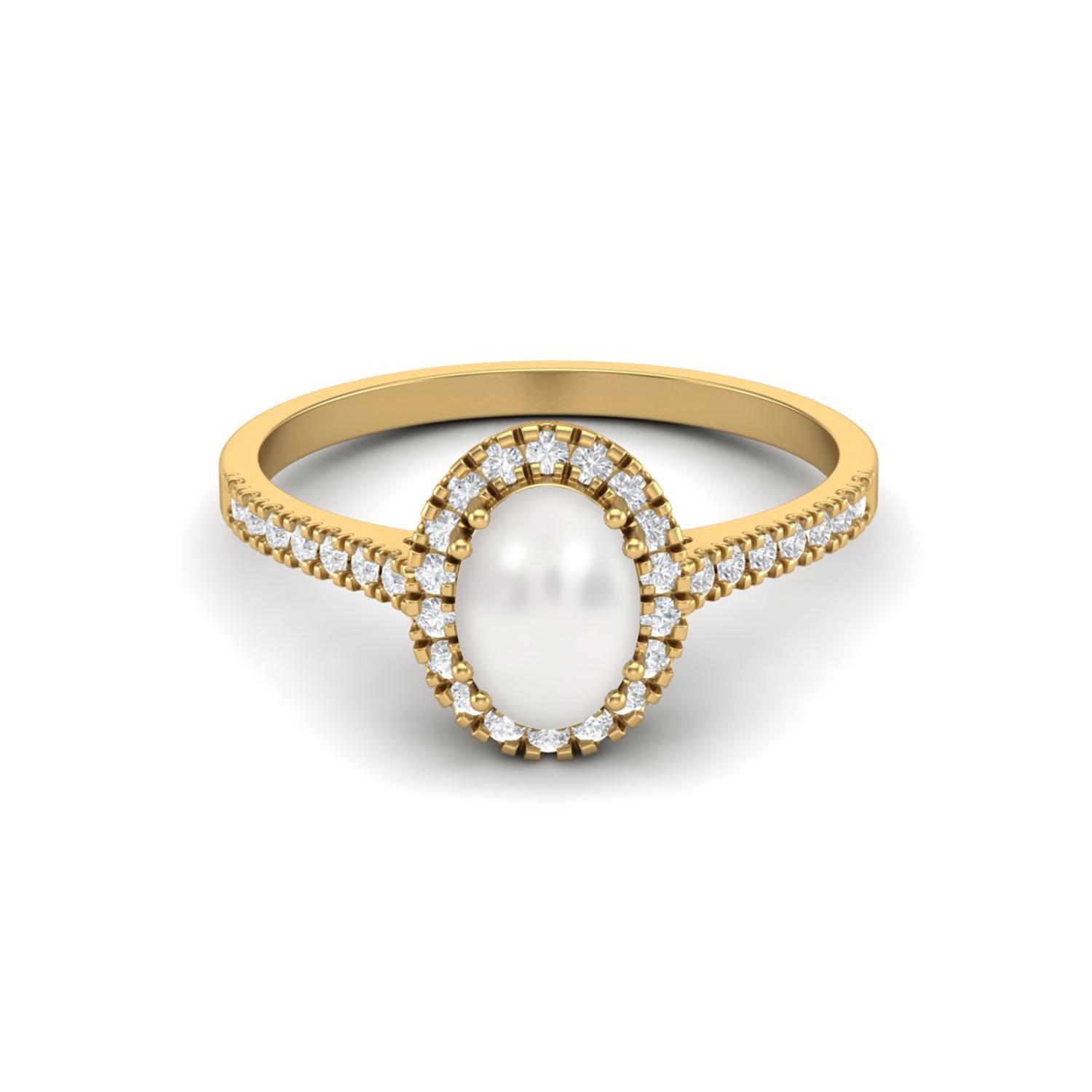 

7x5 mm Oval Pearl Halo 925 Sterling Silver Gold Vermeil Engagement Anniversary Women Ring 8 жёлтый