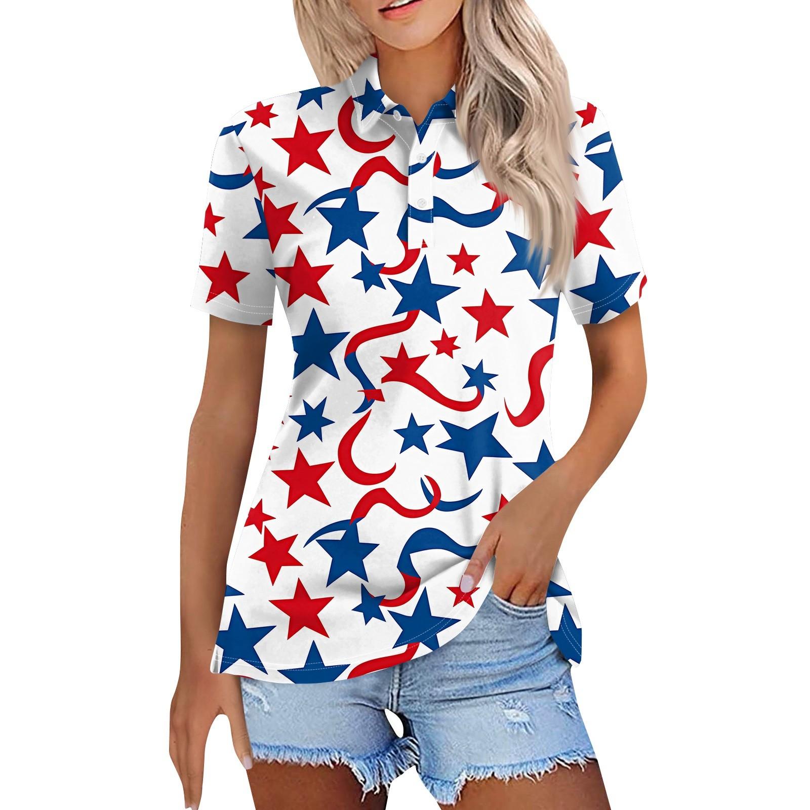 

Женская модная повседневная рубашка с отворотом и коротким рукавом с принтом, женские топы на пуговицах M