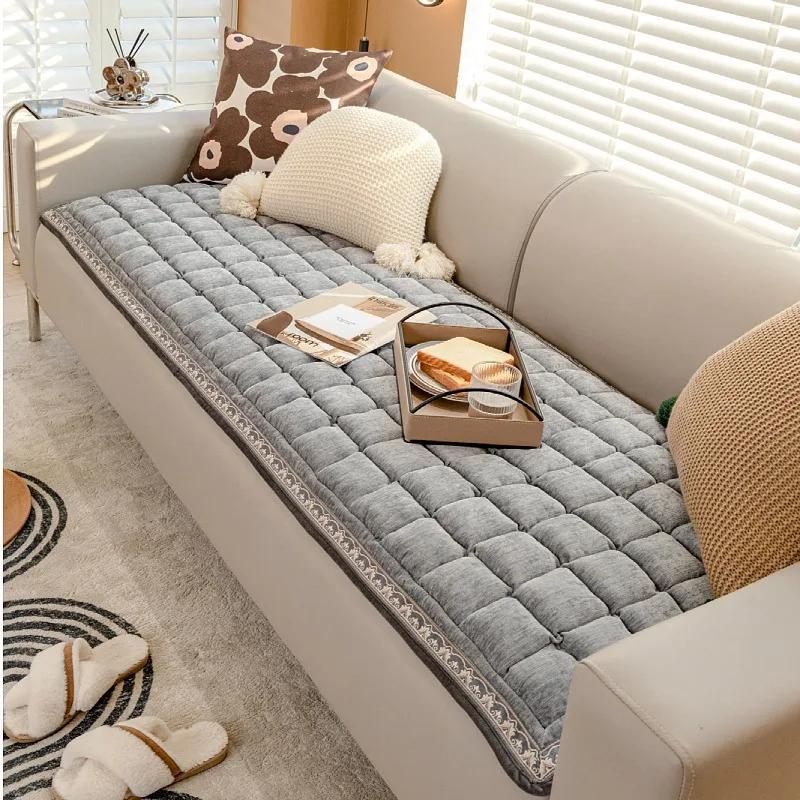 

Современная универсальная утолщенная подушка для балкона Four Seasons, новая подушка для дивана из шенилла, коврики для эркера, нескользящая подушка для дивана, коврик-татами 45x45cm 1pcs серый