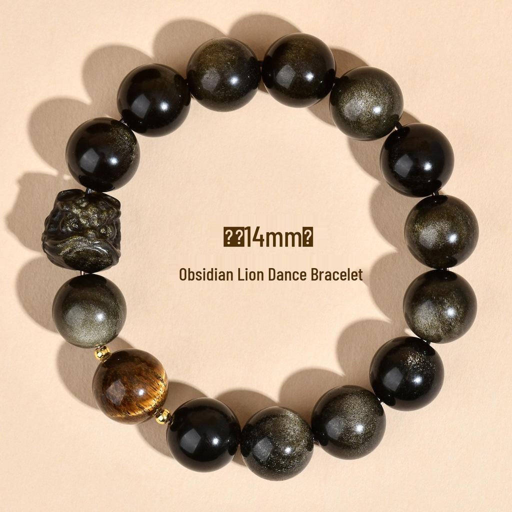 Obsidian Lion Dance Single-Loop Bracelet: Trendy Unisex Bestseller