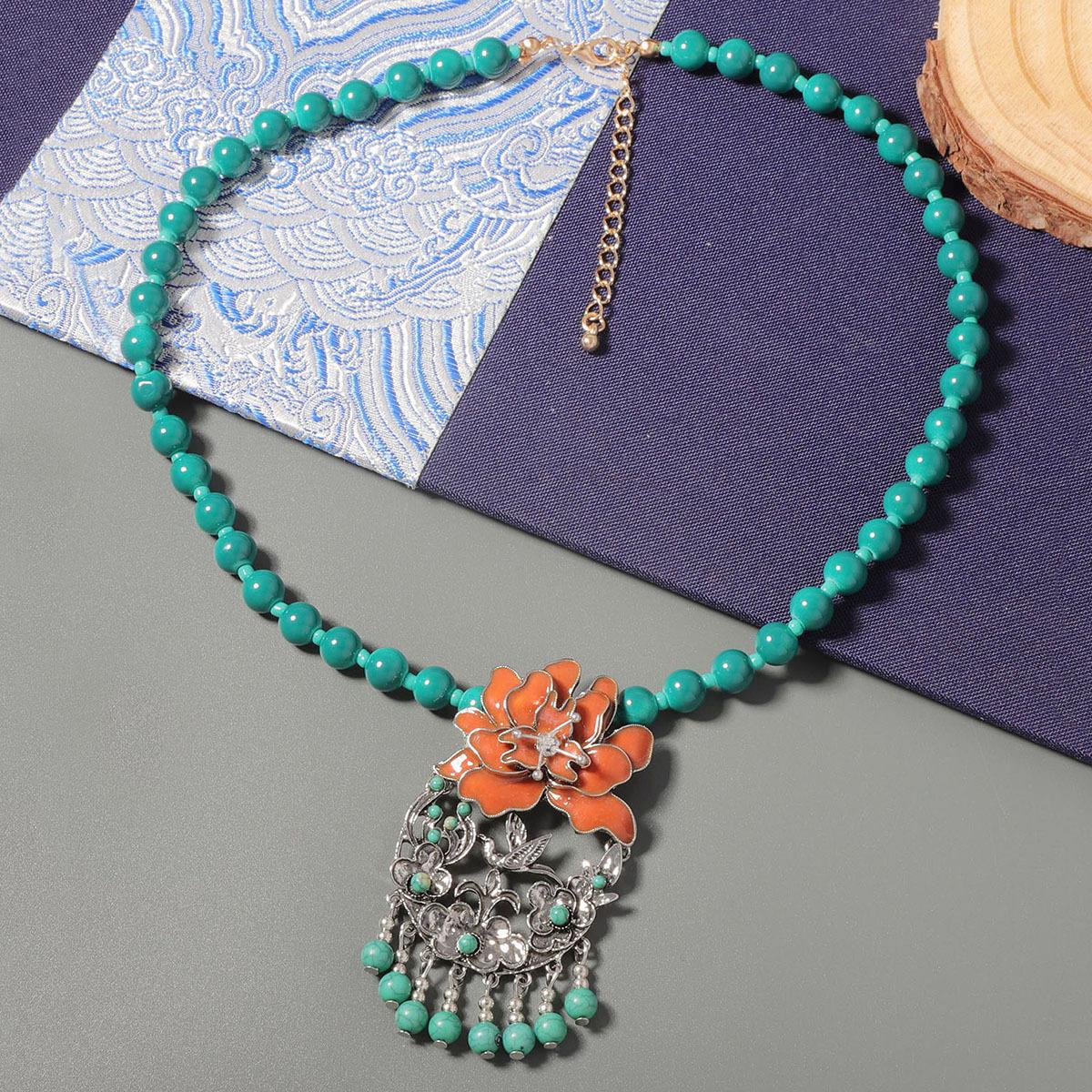 

Personality niche ethnic style exaggerated flower swallow fringed alloy pendant necklace elegant temperament women s