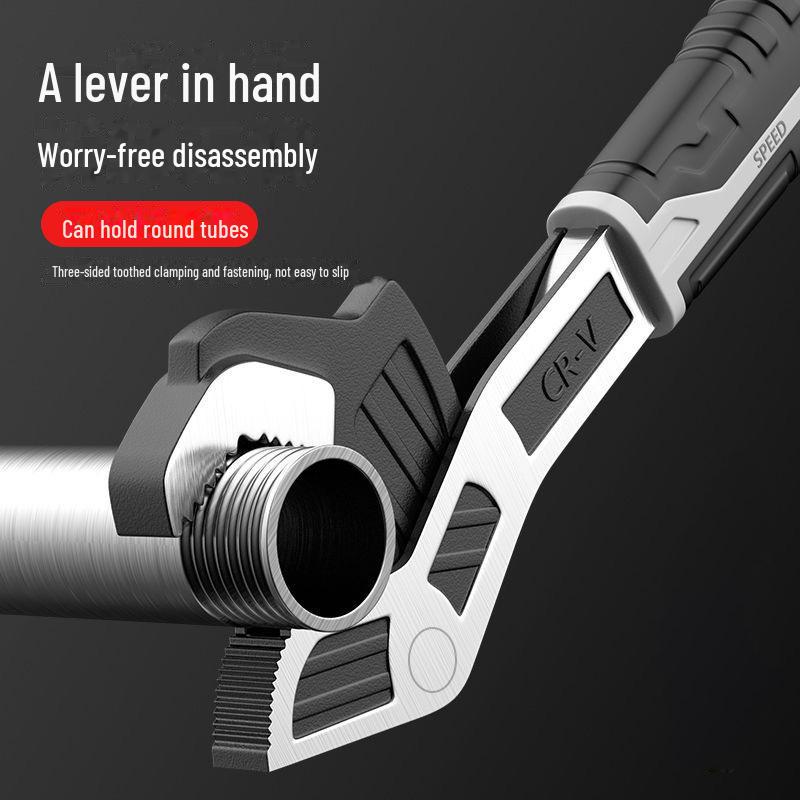 Industrial Grade 10” Multifunctional Adjustable Wrench: Self-Locking, High Hardness, Chrome Vanadium Steel, Ideal for Bathroom Use.