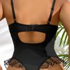 European and American Black Lace Floral Backless Bodysuit - Sexy Lingerie with Straps
